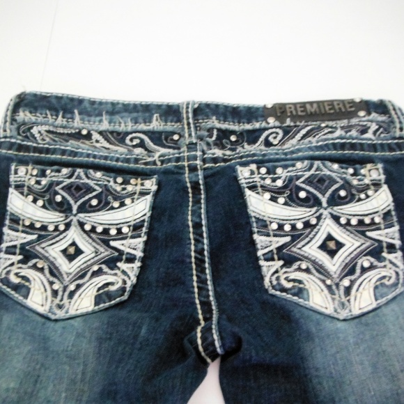 Premeire Jeans Denim - Womans Premiere Jeans With Bling Pockets - 7/8